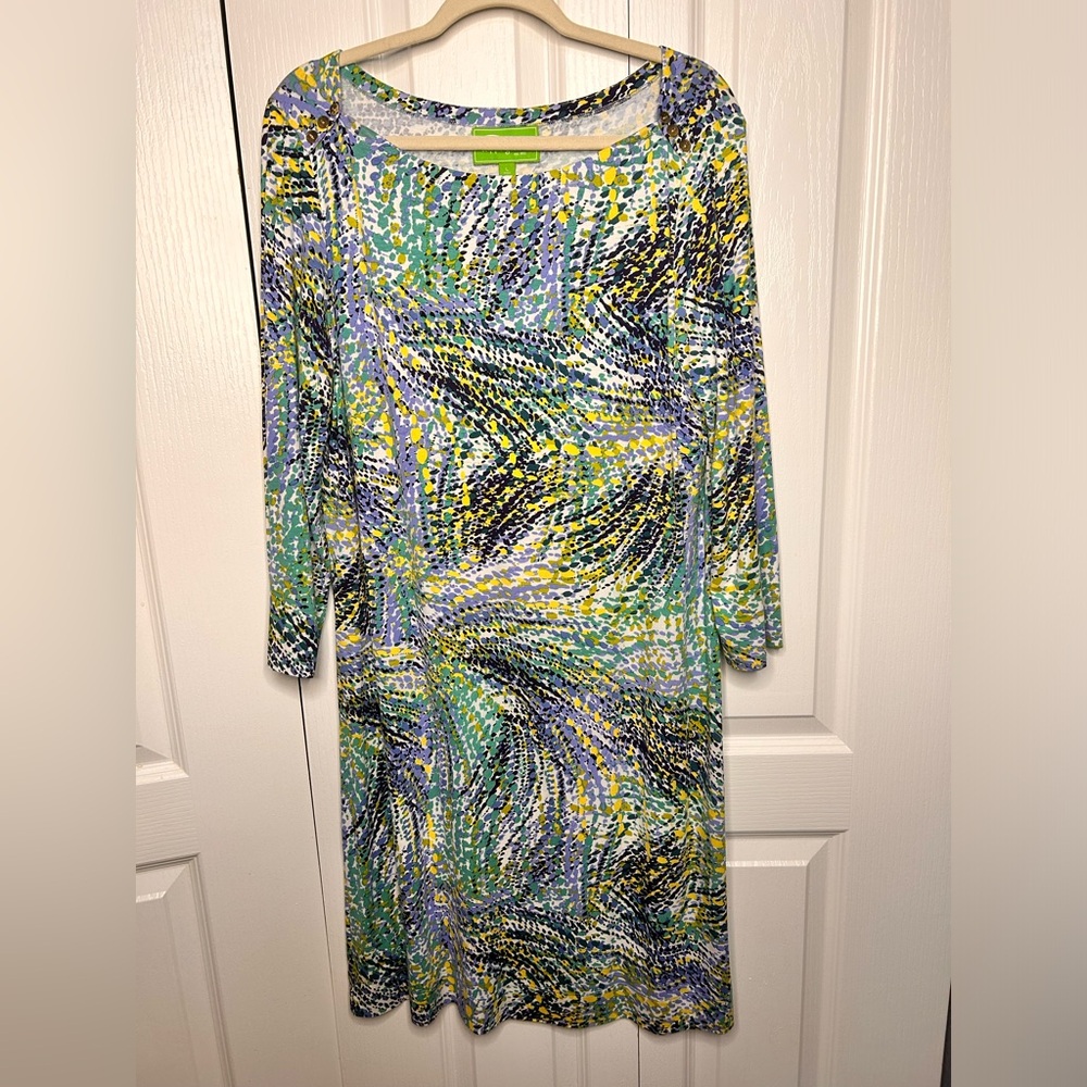 Pappagallo Dress Boat Neck Sheath‎ Knee Length Blue Beach Size Large Viscose